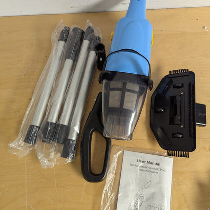 Actual unit: Efurden pool vacuum with pole sections, brush head & manual
