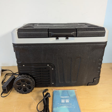 Actual unit: EUHOMY 12V fridge front with wheel and vent grille