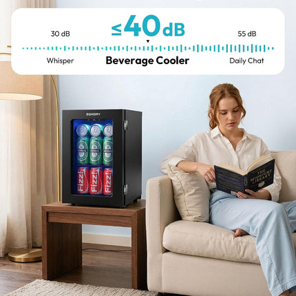 EUHOMY 18L beverage refrigerator, 24 can mini fridge