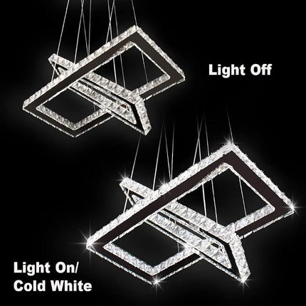 Finktonglan 2-ring rectangular crystal LED chandelier