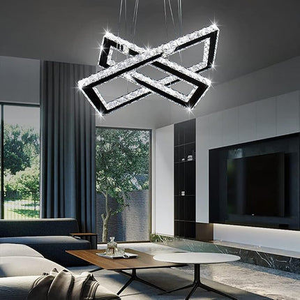 Finktonglan 2-ring rectangular crystal LED chandelier
