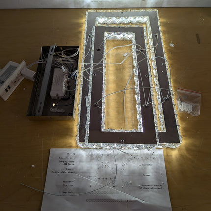 Actual unit: Finktonglan chandelier, some crystal hangers broken off