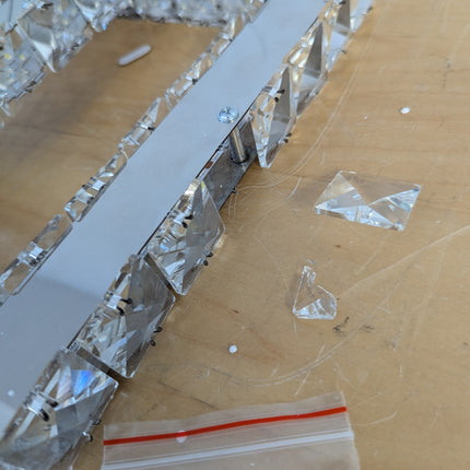 Actual unit: Finktonglan chandelier, some crystal hangers broken off