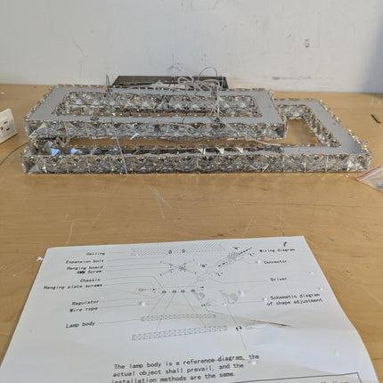 Actual unit: Finktonglan chandelier, some crystal hangers broken off