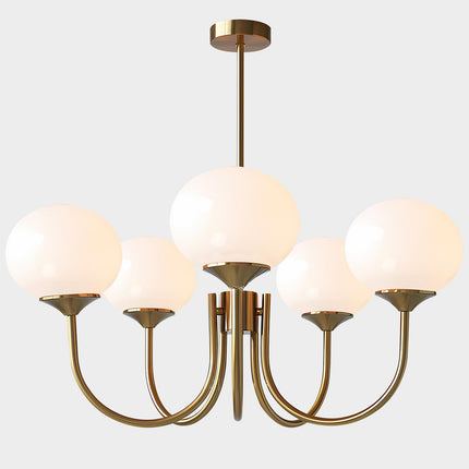 Flyrose 5-light white globe chandelier, gold