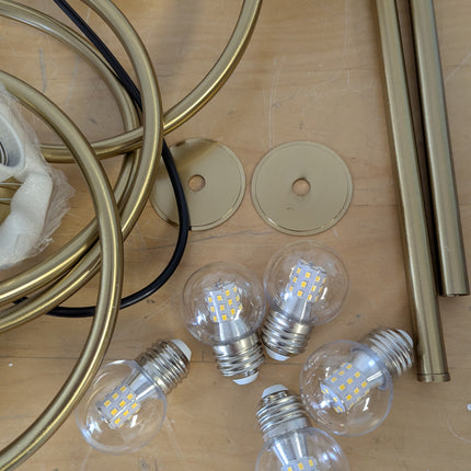 Actual unit: Flyrose chandelier with milk glass globes and bulbs