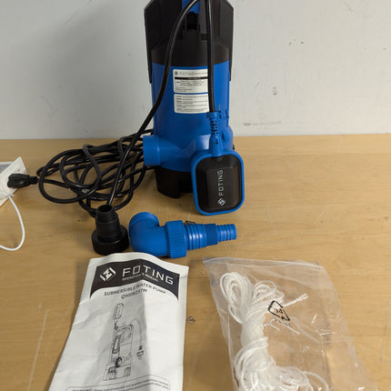 Actual unit: FOTING sump pump with float switch and elbow fitting