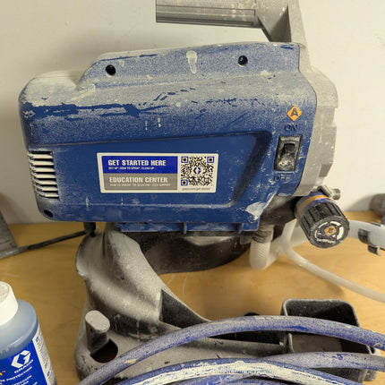 Actual unit: paint residue on the Graco sprayer housing