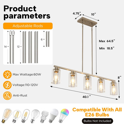 HEERTAI linear pendant dimensions and adjustable rods