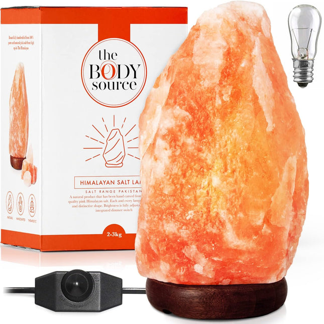 Himalayan salt lamp, large 8-10 inch, with dimmer and wooden base