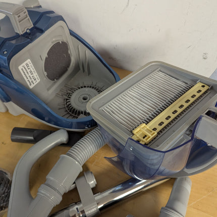 Actual unit: Kenmore 10701 canister vacuum with turbine brush and tools
