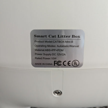 Actual unit: rating label, model CATBOX-Mini-B