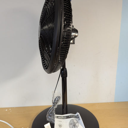 Actual unit: Lasko 1827 pedestal fan with instruction manual