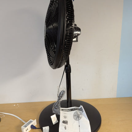 Actual unit: Lasko 1827 pedestal fan, side view