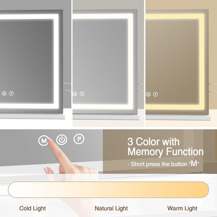 Vanity mirror with lights, 3 colour modes and memory function — product image