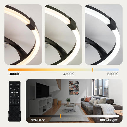 Linboro 20 inch low profile ceiling fan with lights and remote, black