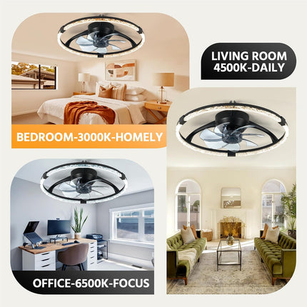 Linboro 20 inch low profile ceiling fan with lights — product image