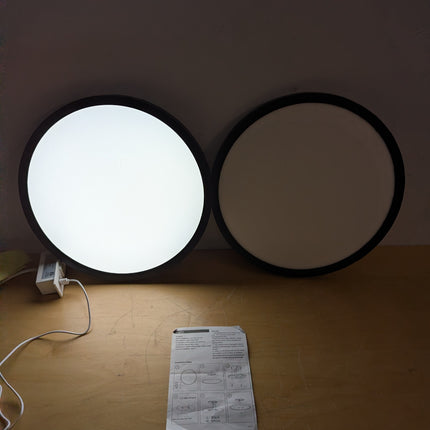 Actual unit: two OFFIY LED ceiling lights lit
