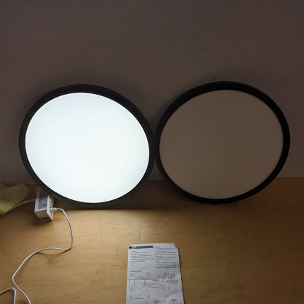 Actual unit: two OFFIY LED ceiling lights lit