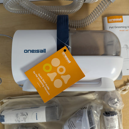 Actual unit: oneisall LM2 grooming vacuum with clipper, combs and tools