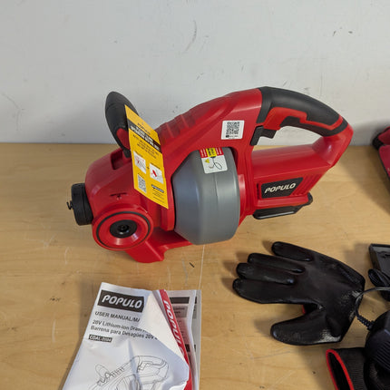 Actual unit: POPULO drain auger (tool only) with carry bag, gloves and manuals