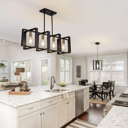 Poroulux 4-light black farmhouse kitchen island light