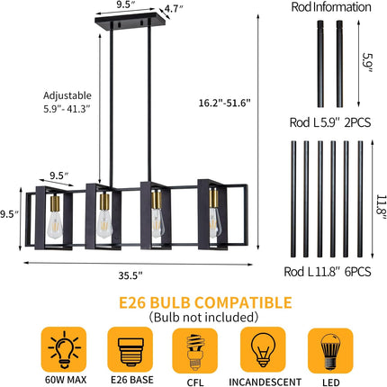 Poroulux island light dimensions and rods