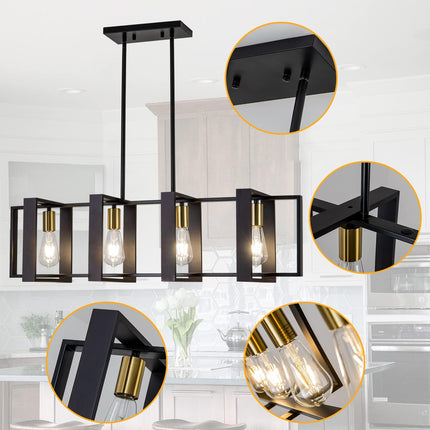 Poroulux 4-light black farmhouse kitchen island light details