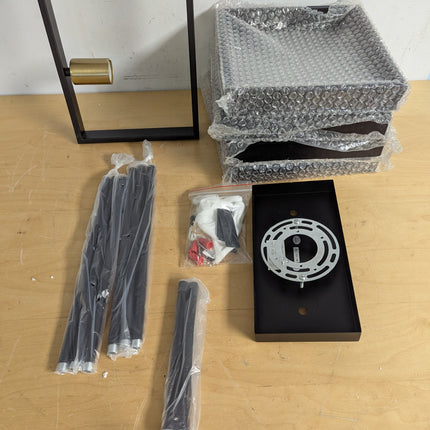 Actual unit: Poroulux island light fixture with rods and hardware