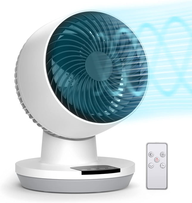 Air Circulator Fan with Remote, Small Oscillating Table Fan with 8-Hour Timer, 9