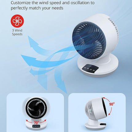 Air Circulator Fan with Remote, Small Oscillating Table Fan with 8-Hour Timer, 9