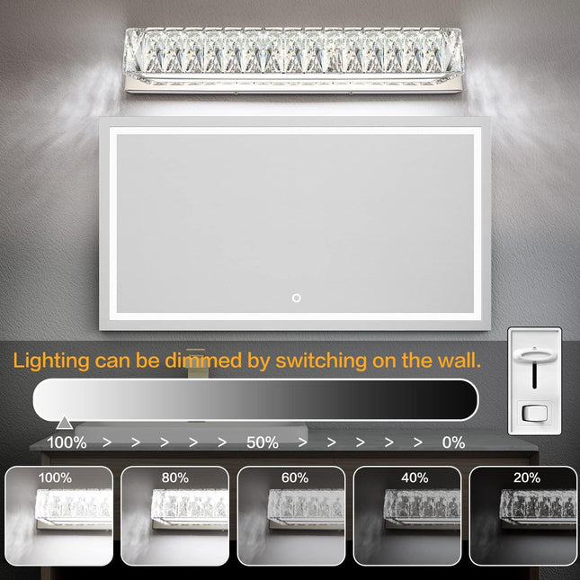ZUZITO Modern Bathroom Light Fixtures - LED Vanity Lights for Bathroom 18W - Cry