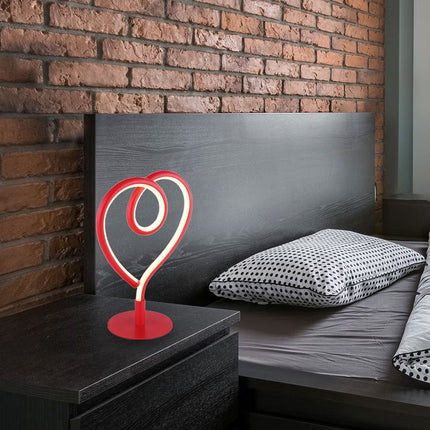 Table lamp, heart shape, red, LED, H 23.5 cm