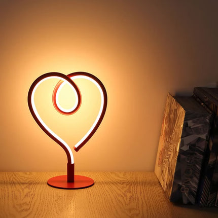 Table lamp, heart shape, red, LED, H 23.5 cm
