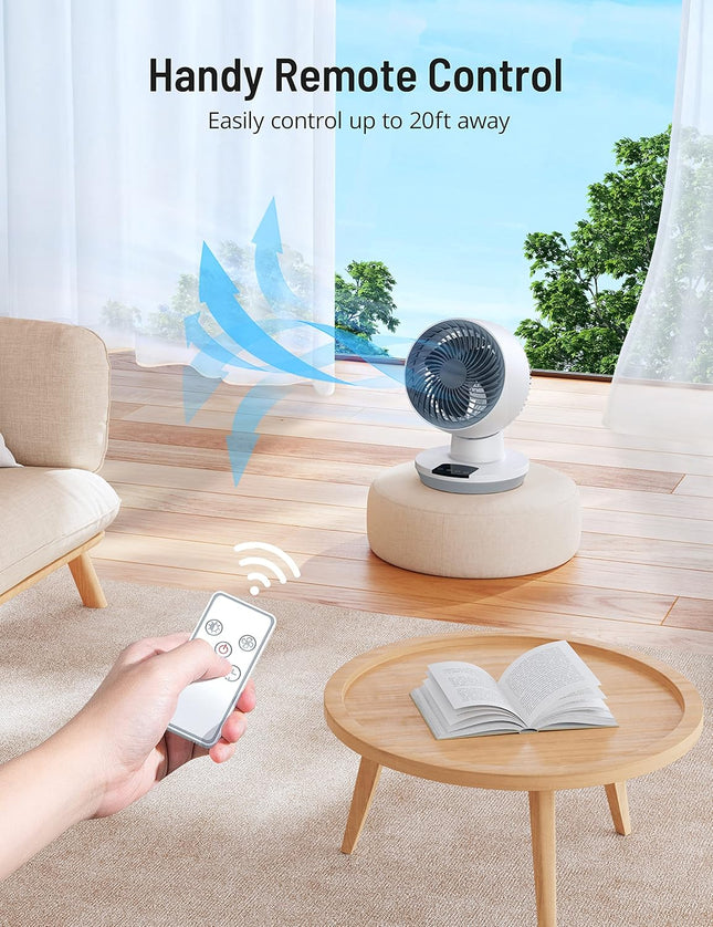 Air Circulator Fan with Remote, Small Oscillating Table Fan with 8-Hour Timer, 9