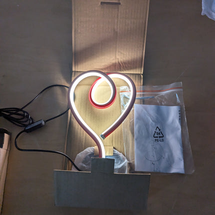 Table lamp, heart shape, red, LED, H 23.5 cm
