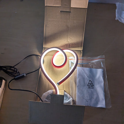 Table lamp, heart shape, red, LED, H 23.5 cm
