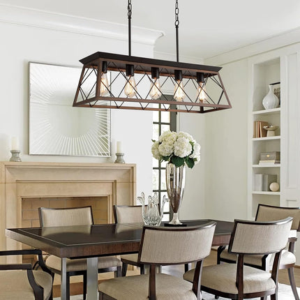 Q&S farmhouse chandelier over a dining table — product image