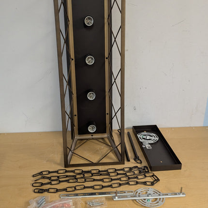Actual unit: Q&S 5-light chandelier with canopy, rods, chains, hardware and instructions