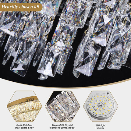 REDSTAR 24 inch crystal flush mount ceiling light, gold