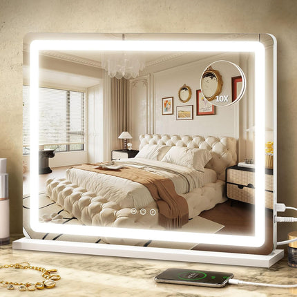 ROLOVE 23 x 18 inch vanity mirror with lights on a dresser — product image