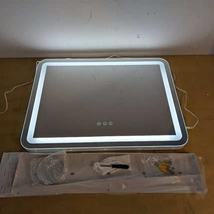 Actual unit: ROLOVE lighted vanity mirror with stand base, 10x magnifier and hardware