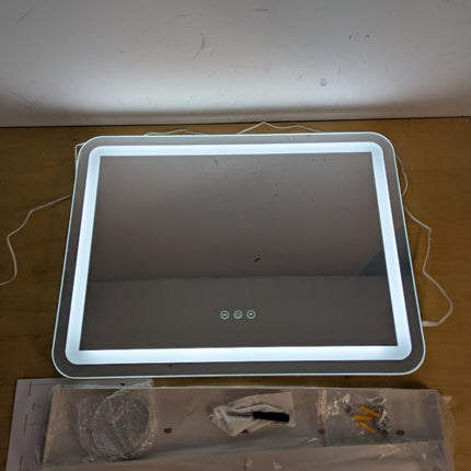 Actual unit: ROLOVE lighted vanity mirror with stand base, 10x magnifier and hardware