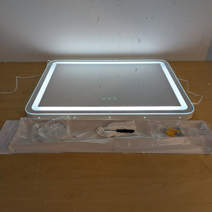 Actual unit: ROLOVE lighted vanity mirror with stand base, 10x magnifier and hardware