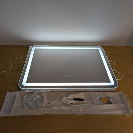 Actual unit: ROLOVE lighted vanity mirror with stand base, 10x magnifier and hardware