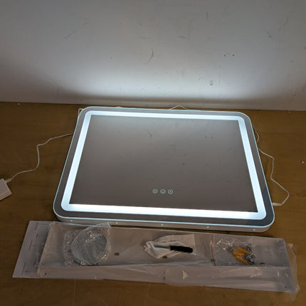 Actual unit: ROLOVE lighted vanity mirror with stand base, 10x magnifier and hardware