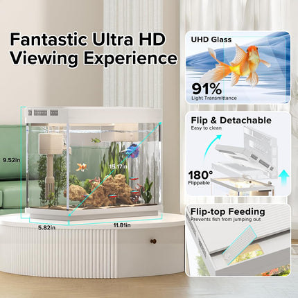 Vehipa 2.4 gallon fish tank aquarium kit with humidifier