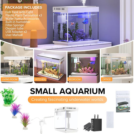 Vehipa 2.4 gallon fish tank aquarium kit with humidifier