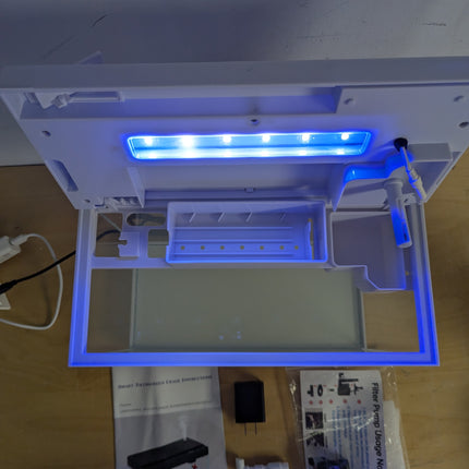 Actual unit: Vehipa 2.4 gallon aquarium kit with accessories