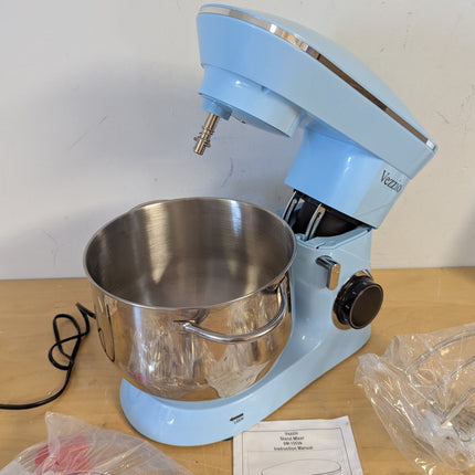 Actual unit: Vezzio stand mixer with the head tilted back